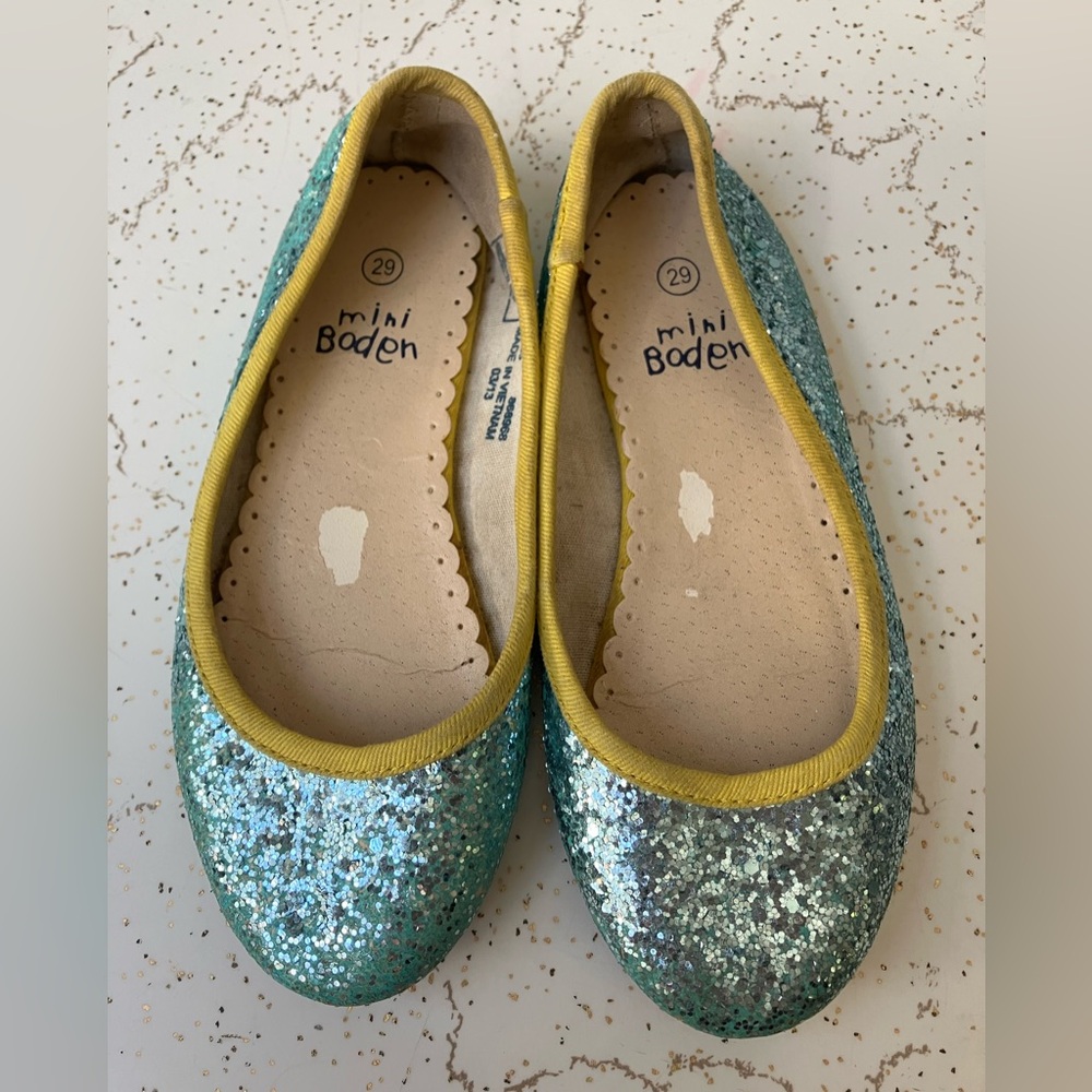 Mini Boden Sparkly Glitter Ballet Flats - Size 29 EU, Little Kids' 11.5 US -AQUA - Picture 3 of 15